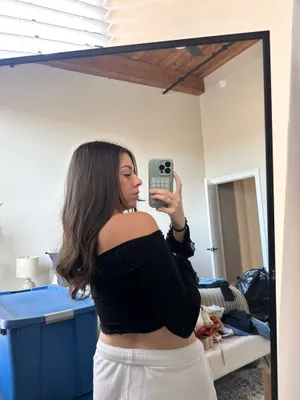 black off the shoulder long sleeve top thumbnail 3