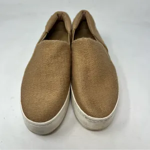 Vince Warren Slip On Platform Sneakers Womens 9 Camel Tan Fabric Designer Shoes thumbnail 2
