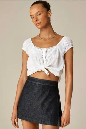 J. Crew Dark Indigo Blue Wash Wrap Mini Denim Skort 6 thumbnail 1