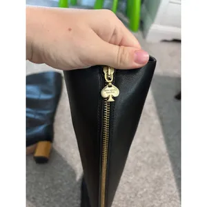 Kate Spade New York Black Leather‎ Knee High Boots Block Heel Zip Back thumbnail 4