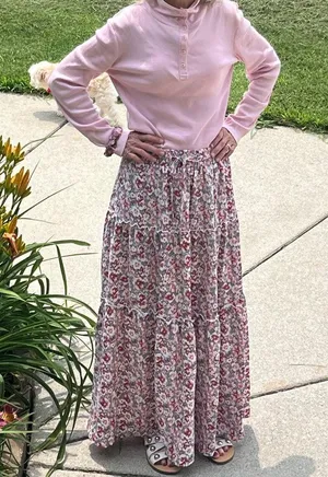 Floral Tiered Maxi Skirt High Waist thumbnail 3