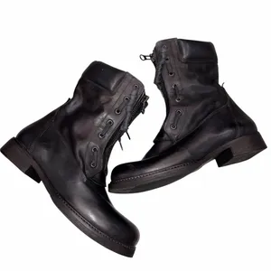 Vintage Foundry Co. Black Leather FILO Combat Boots Shoes 8.5 NO INSOLES thumbnail 6