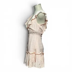 Jun & Ivy Cotton Gauzy Ruffle Lace Mini Dress Light Pink Large thumbnail 4