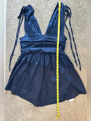 NWT Cider Solid Satin Ruched Mini Dress – Navy Blue – XL thumbnail 14