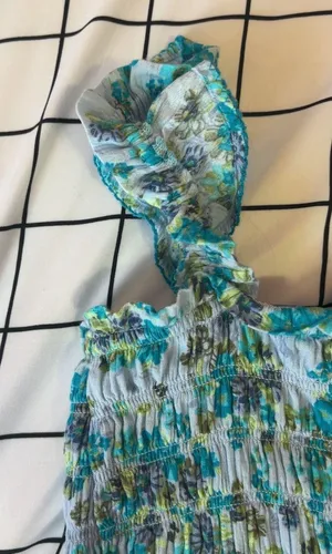 Aerie Blue And Green Flower Dress From thumbnail 4