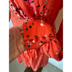 Free People Red Coryn Coral Polka Dot Long Sleeve Fit And Flare Dress Size‎ 0 thumbnail 8