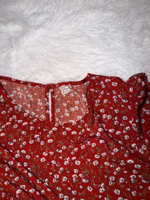 Red Floral Tie Waist Shirt Business Casual thumbnail 4