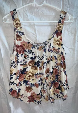 American Eagle Outfitters Floral Scoop Tank in Cream, Rust, Navy thumbnail 1