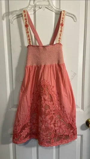 Miss Me Coral Pink Embroidered Sundress thumbnail 1