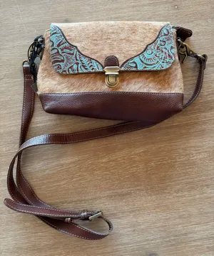 Myra Bags Ridge Morning Glory Leather and Hairon Crossbody thumbnail 1