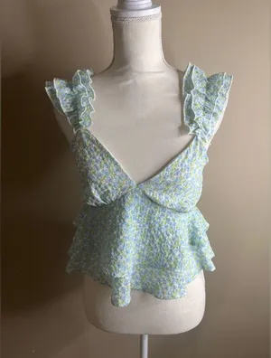 Lush small ruffle peplum top thumbnail 2