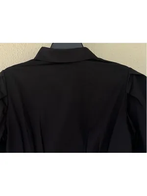Tuckernuck Black Delaney Dress M Collar Puff Sleeve Classic Elegant Business thumbnail 10