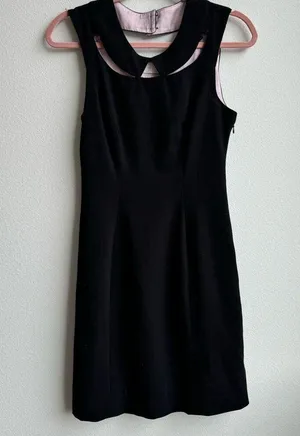 Anthropologie Postmark Dress 00 Black Cut Collar Peter Pan Retro Pin Up Cochette thumbnail 2