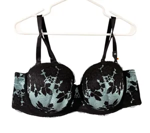 TORRID Plus Size Push-Up Strapless Bra 46C Black Teal Underwired NEW thumbnail 1