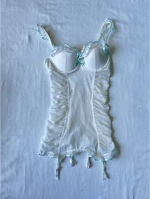Victorias Secret White Lace Frilly Sheer Babydoll Mini Dress - 34B thumbnail 1