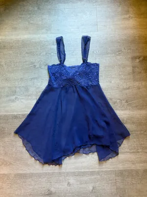 Victoria's Secret Gold Label Vintage Chiffon Lace Babydoll Size M Periwinkle thumbnail 5