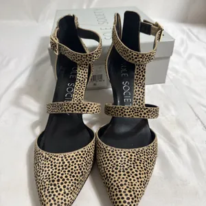 Sole Society Dotted Haircalf Heels Shoes Womens 8 1/2M Pointed Toe Zip In Box thumbnail 2