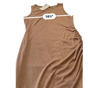 BTFBM Ruched Sleeveless Tank Bodycon Dress Sz Medium Cafe Brown Casual Chic New thumbnail 11