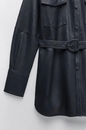 ZARA Limited Edition Faux Leather Shirt Jacket thumbnail 5