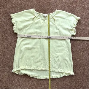 Linen Blend Umgee Top Womens 1XL Yellow Cap Sleeve Raw Frayed Hem Boho Western thumbnail 6