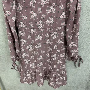 Lily Rose Mini Dress Womens‎ Large Mauve Pink Floral Cottagecore Ruffle Sleeve thumbnail 8