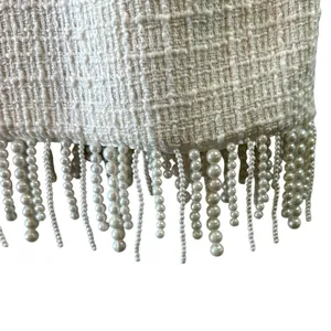 NWT Jason Wu Ivory Tweed Textured Pearl Fringe Mini Dress Size Small thumbnail 7