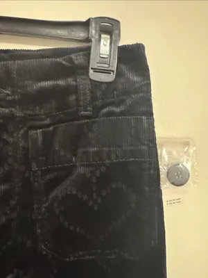 Maeve Anthropologie Colette Charcoal Heart Pattern Wide Leg Corduroy Pants 27T thumbnail 8