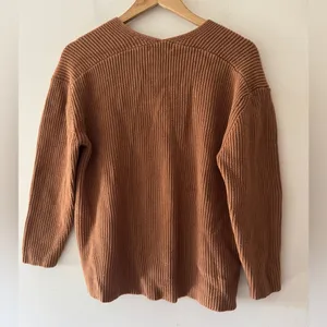 Mango Brown Ribbed V Neck Relaxed‎ Sweater thumbnail 3