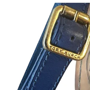 Tory Burch Casey Wedge Sandals Blue Nile Gold Logo‎ Thong 8 thumbnail 7