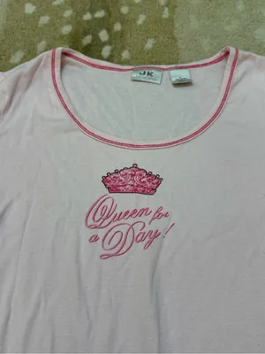 Vintage Y2K JK Intimates Queen for a Day Pink Baby Tee M Princess Crown thumbnail 4