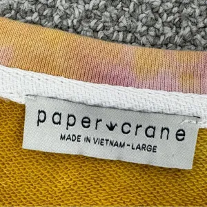 Paper‎ Crane Tie Dye Cropped Sweatshirt Pink Yellow Teal Large Boho Hippie thumbnail 9