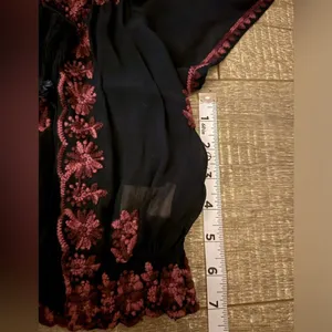 Free People‎ Black Sheer Lace Embroidered Crop Top Tank Medium Purple Festival thumbnail 4
