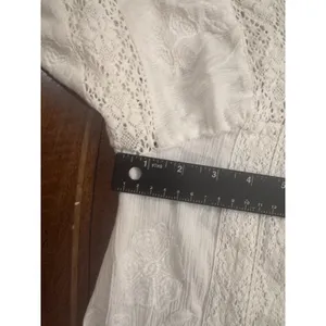 ZARA LONG DRESS SQUARE NECK GAUZE EMBROIDERED LACE Dress SZ XS thumbnail 13