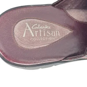 Clarks Artisan Collection Burgundy Leather Woven Clogs Buckle Mules Size 8M‎ thumbnail 6