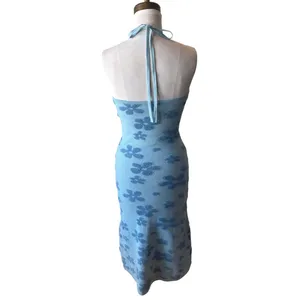 Revolve Finders Keepers Y2k Blue Fuzzy Poppy Floral Bodycon Midi Dress Retro 4 thumbnail 5
