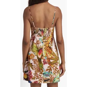 Farm Rio Into the Jungle Mini Dress Tropical Print, XS Linen $190 NWT thumbnail 3
