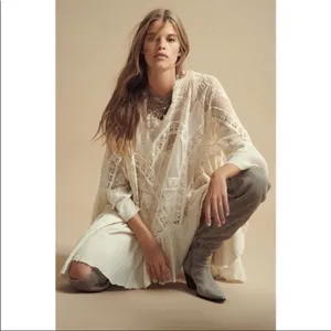 Free People Layered In Lace Swing Dress Tunic Ivory White Small thumbnail 13