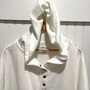 The Sweatshirt Project Hoodie Womens 2X White Oversized Henley Button Pullover‎ thumbnail 2