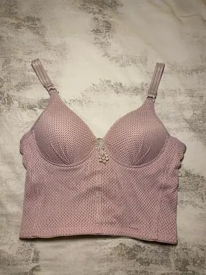 Euro Blush Pink Textured Bustier Crop Top thumbnail 2