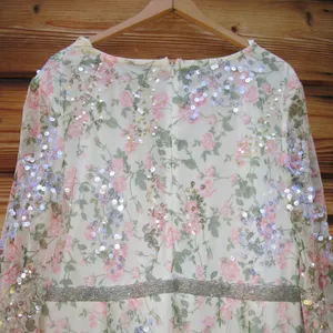 Mac Duggal 93788 Floral Beaded Sequin Midi Dress White Multi Size 16 thumbnail 9