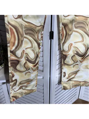 NWOT brown beige marble swirl print jeans high rise wide legs 70s boho hippie S thumbnail 7