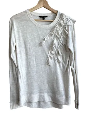 Banana Republic beige oatmeal knit‎ pullover crewneck sweater women's size small thumbnail 1