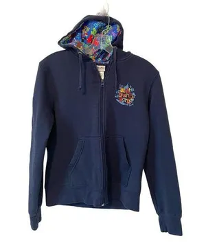 Walt Disney World Park Embroidered Graphic Hoodie Sweatshirt Navy Blue Medium thumbnail 1