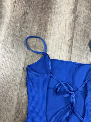 Aerie Blue Ribbed One Piece Swimsuit thumbnail 8
