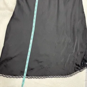 American Eagle Outfitters Black satin Lace Chemise dress‎ Size L thumbnail 11