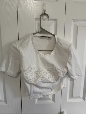 Self-Portrait Corset Crop Top White Size 2 thumbnail 2