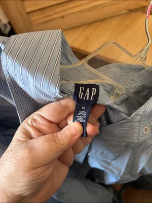 GAP Ladies Blue and White Striped Snap Front Shirt Medium thumbnail 4