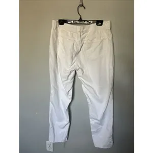 Denim White Cropped Jeans Frayed Hem Straight Leg Made in USA Size 10 thumbnail 4