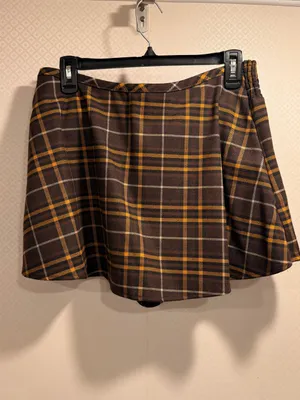 NWT Free People Brown Plaid Wrap Lightweight Summer Flowy Skort Size XS thumbnail 2