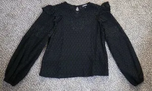 Express‎ Women's Black Long Sleeve Lace Top Dressy Trendy Party Classy Size XS thumbnail 1